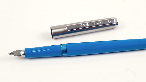 Pelikan Pelikano fountain pen. The Pelikano fountain pen is intended for students/young writers and features a non uniform