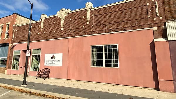 Former Auto Dealership storefront, E. Main Street Blooming Prairie, Minnesota, USA