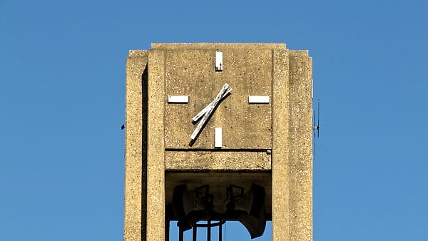 Detail of the clock tower of the Wayne County Courthouse in Waynesboro, Tennessee, United States
