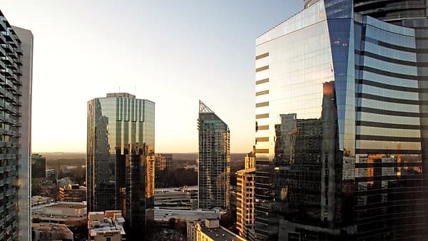 Buckhead Atlanta as seen from the Club lounge on the 21st floor at the Intercontinental Hotel Buckhead Atlanta Georgia