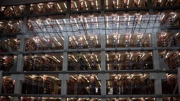 The stacks at the William Oxley Thompson Memorial Library, as viewed from the East Atrium