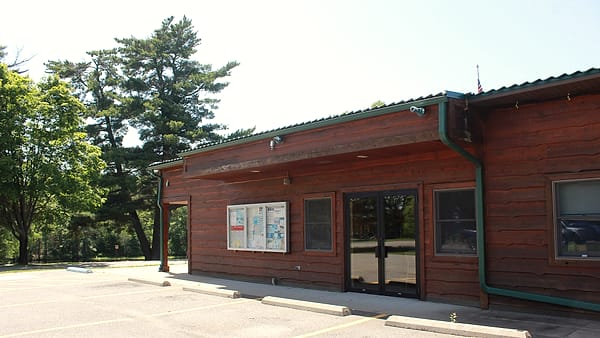 Office building, entrance Pokegama Lake Dam Cohasset, Minnesota, USA