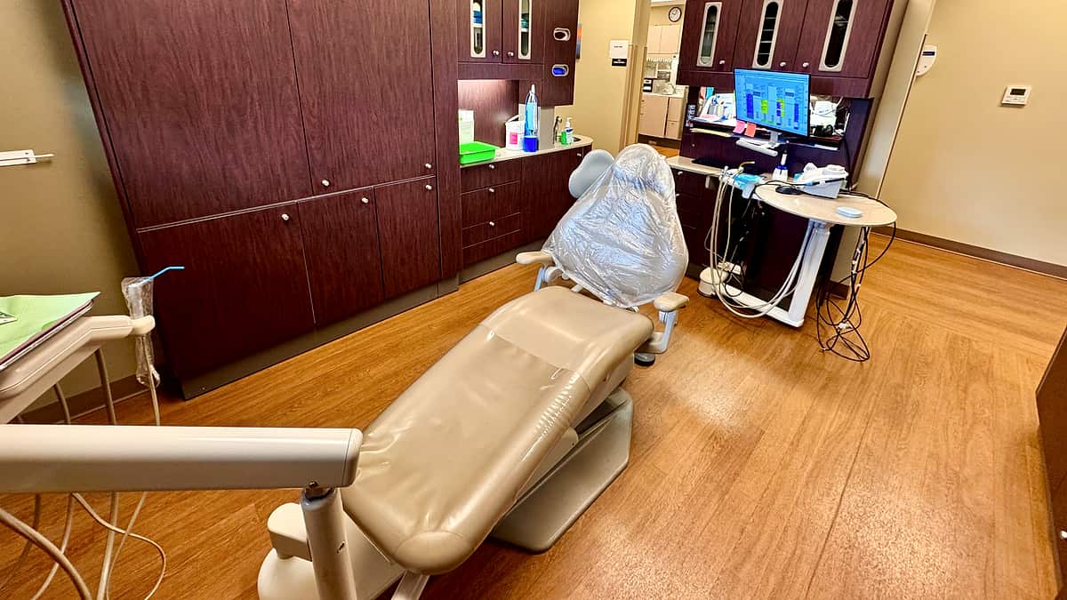 A dental chair in a dentist office in North Carolina, United States
