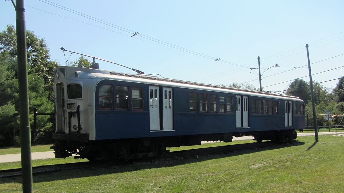 One of the two Bridge Line cars at Seashore Trolley Museum, photographed in September