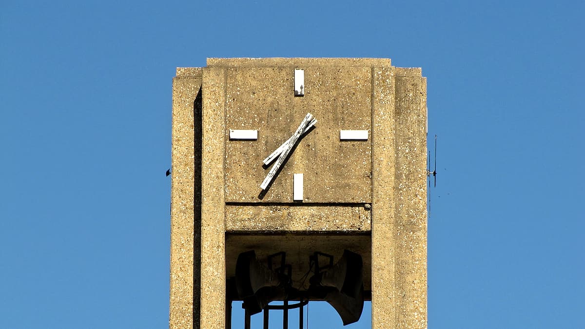 Detail of the clock tower of the Wayne County Courthouse in Waynesboro, Tennessee, United States